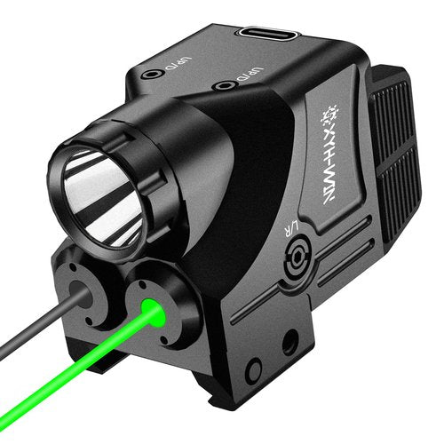 XYH-Win 600 Lumens Weapon Tactical Light Green/IR Laser Sight Combo, Pistol Light with Strobe/Constant Function, Dual-Color Laser Sight,USBC Rechargeable,Fits Standard Picatinny/Glock Rails