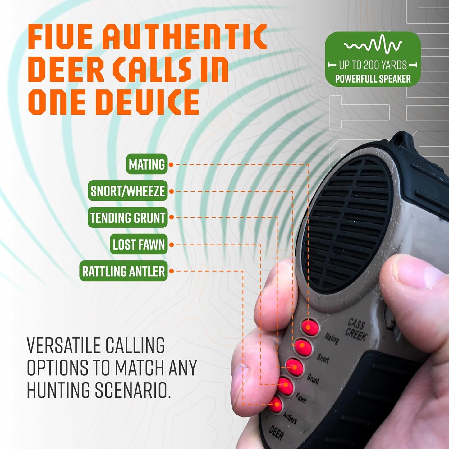 Cass Creek Ergo Call, Handheld Electronic Hunting Call, Compact Design, 5 Authentic Calls in 1, Expert Calls for Everyone