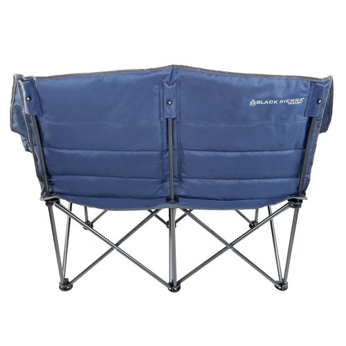 Black Sierra Double Padded Folding Camping Chair, Oversized Folding Camp Sofa, Portable Outdoor Loveseat Supports 500 lbs, Perfect for Beach, Tailgating, RV, Sports, Patio