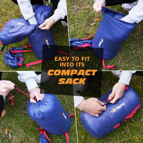 Yotruth Lightweight Down Mummy Sleeping Bag with 650-FP Duck Down, Ideal for Camping and Backpacking, Durable Ripstop Nylon, Comfortable Footbox, 20°F, 2024