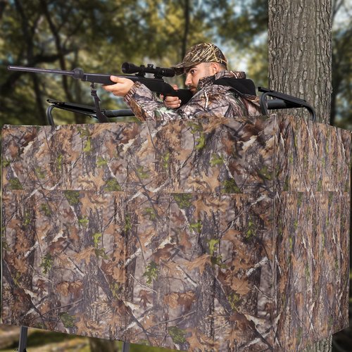 Hunting Tree Stand Blind Cover - 110'' X 40'' Big 2-3 Person Treestand Camo Blind Cover, Universal Camouflage Ground Blind with Quiet Zipper, Outdoor Hunting Gear Accessories for Deer Turkey