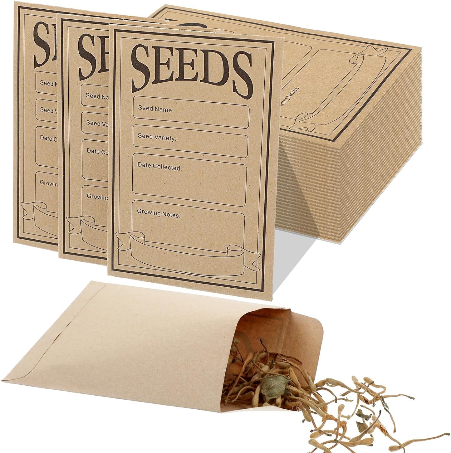 30 Pcs Seed Saving Envelopes Reusable Seed Kraft Storage Organizer Packets Envelopes for Flower Vegetable Plants Seeds Saving & Collecting 5.51 x 3.15 Inch