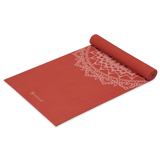 Gaiam Yoga Mat - 5mm Thick Yoga Mat - Non-Slip Exercise Mat for All Types of Yoga, Pilates & Floor Workouts - Textured Grip, Cushioned Support, Variety of Designs (24 x 68 inches long), Sunburnt Marrakesh
