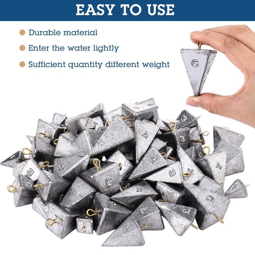 Zhanmai 42 Pcs Fishing Weights Sinker Kit Rig Fishing Weights Sinker Weights Pyramid Sinker Saltwater Fishing Sinkers Bass Fishing Casting in 1 oz, 3 oz, 4 oz, 6 oz