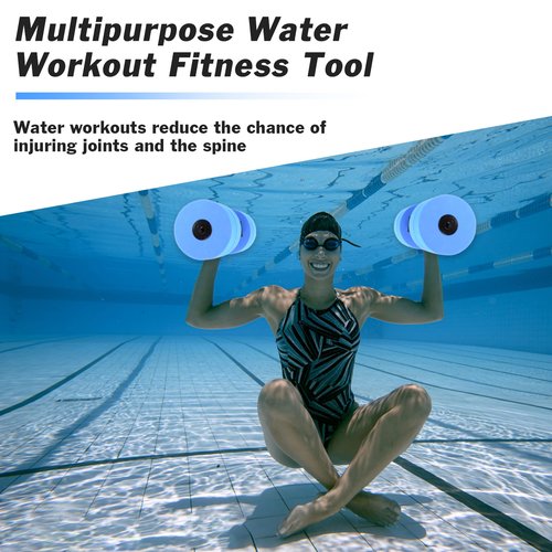 Hikeen Aquatic Exercise Dumbbells Water Dumbbell Pool Resistance Aquatic Fitness Barbells High-Density EVA Foam Pool Weights Dumbbells, for Water Aerobics Weight Loss (Blue)