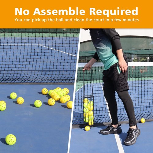 Poweruck Pickleball Tennis Ball Hopper Set with 20 Outdoor Pickleball Balls, Ball Basket Holder, Court Equipment for Beginner, Black