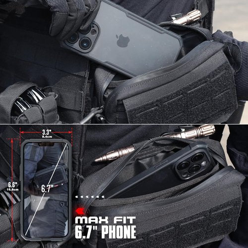 WYNEX Tactical Molle Admin Pouch,Tactical EDC Bag Utility Laser Cut EDC Tool Pouch Bag Annexes with American Flag