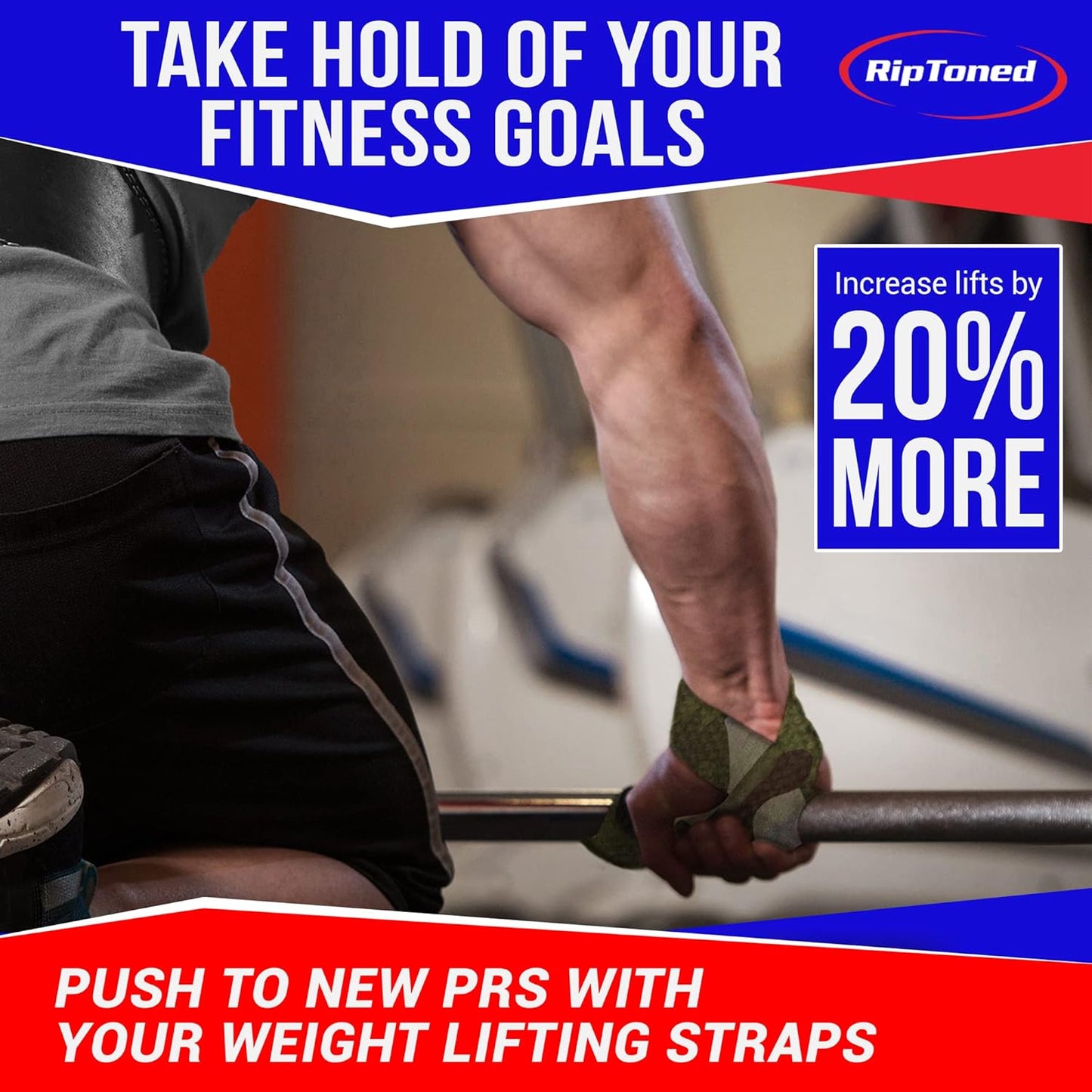 Rip Toned Performance Wrist Straps For Weightlifting - 23" Weight Lifting Straps for Men, Women (Padded) - Cotton Gym Wrist Wraps for Deadlift, Strength Training, Powerlifting, Bodybuilding