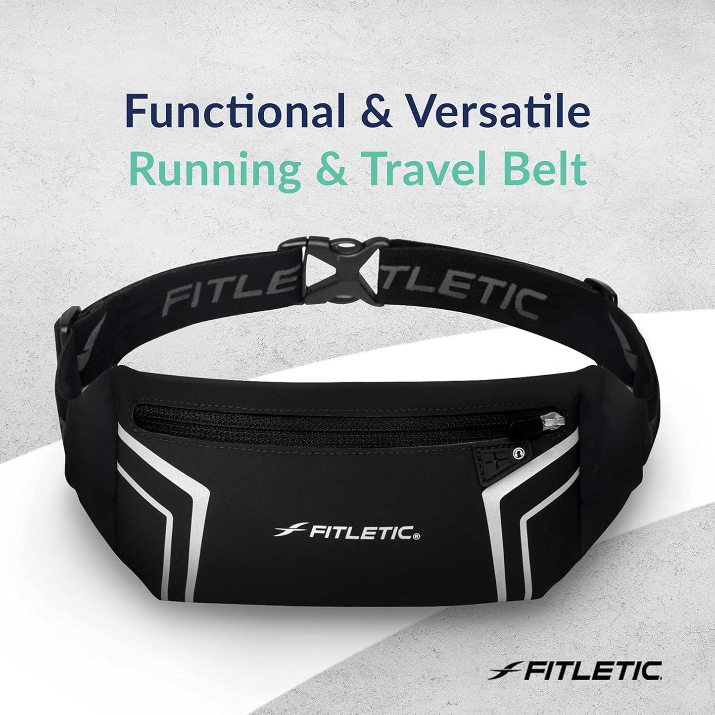 Fitletic Modern Sports Running Belt For Men & Women – Water Resistant Pouch - Fits All Smart Phones- Lightweight, Low Profile Design –Lycra Coated With Inner Card Organizer Pocket