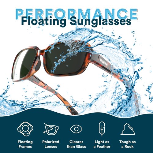 Rheos Amelia Floating Polarized Sunglasses | 100% UV Protection | Boating & Fishing | Water Sports | Anti-Glare (Tortoise | Smoke)