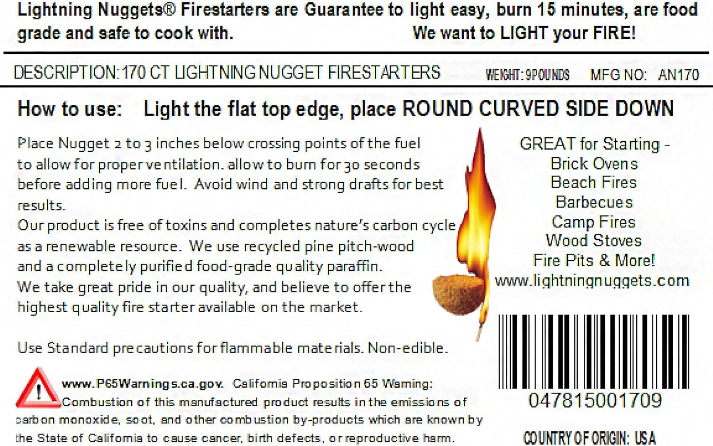 AN170 Fire Starters, 2x2x1.1/4, Tan