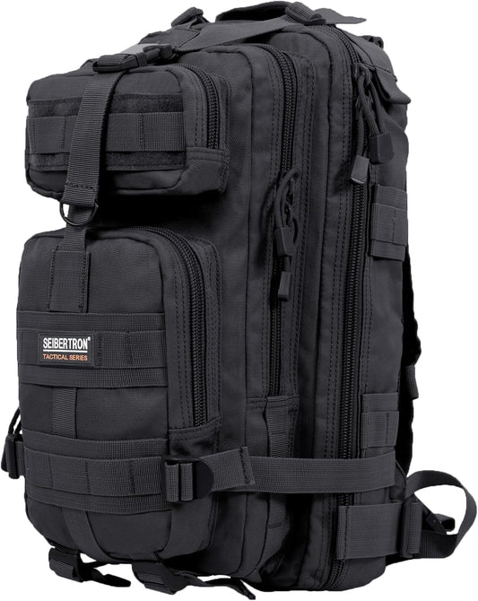 Falcon 27L Water-Repellent Hiking Backpack - Compact Camping Pack (Black)