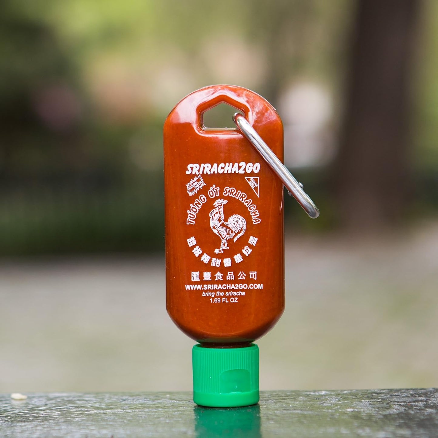 Sriracha2Go 3-Pack - BPA Free, TSA Approved, Leak Proof, Reusable, Stainless Steel Carabiner Clip