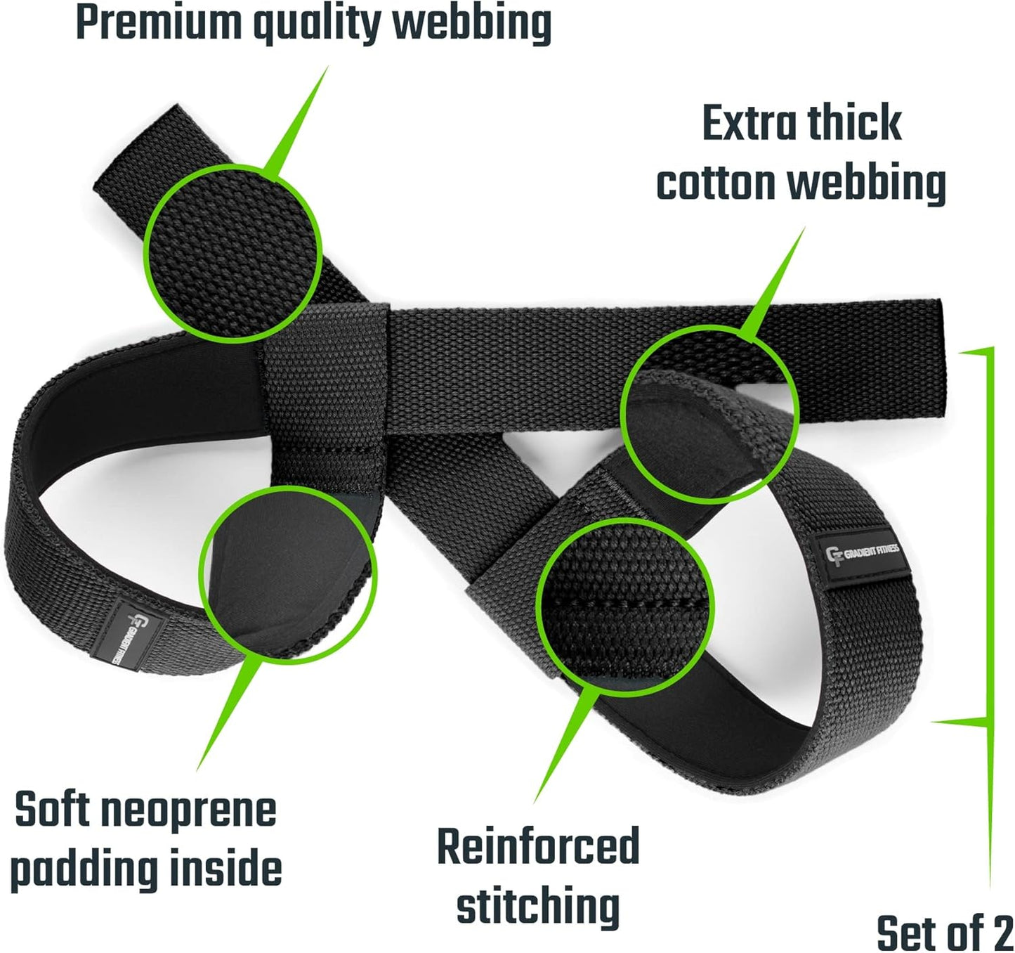 Gradient Fitness Lifting Straps | Wrist Straps for Weightlifting, Deadlift Straps, Lifting Straps for Weightlifting, Straps for Weight Lifting, Weight Lifting Straps for Men/Women, Gym Lifting Grips