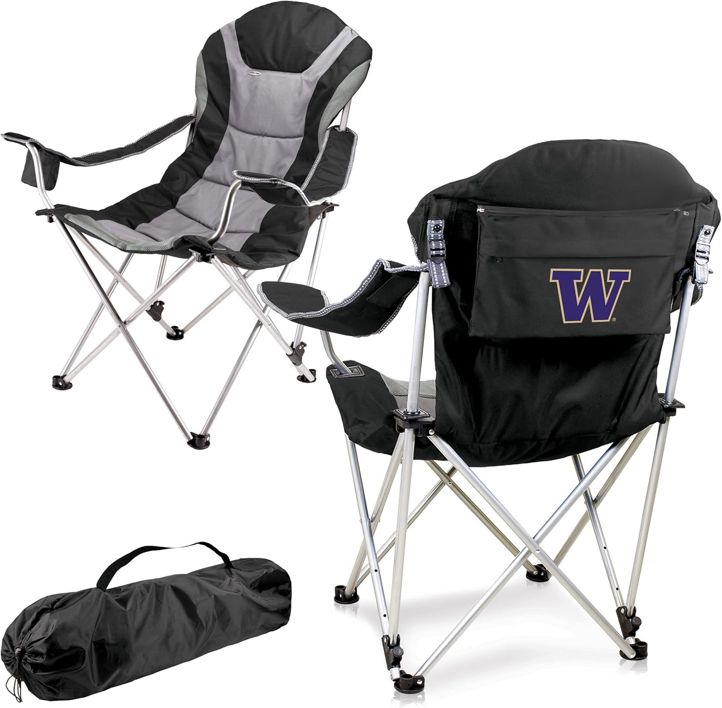 PICNIC TIME NCAA Arkansas Razorbacks Reclining Camp Chair - Beach Chair for Adults - Sports Chair with Carry Bag
