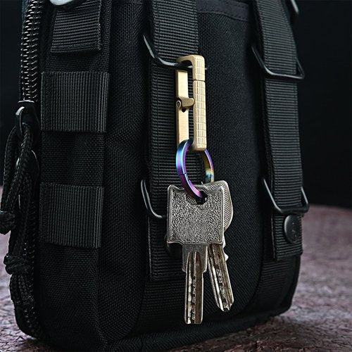 Brass Carabiners, Mini Portable Simple Design Keychain Key Chain Clip EDC Spring Kits Key Ring Clasp Hook for Belt Backpack Handbag Quick Release Keychain Heavy Duty Car Keychain Organizer Gold