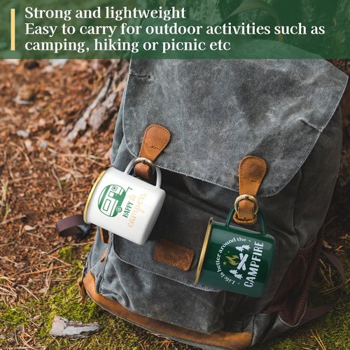 Pickmesh 6 Pcs Camping Mugs Enamel Cups 12oz Coffee Cups with Handle Camping Gifts for Outdoor Hiking Backpacking Lovers