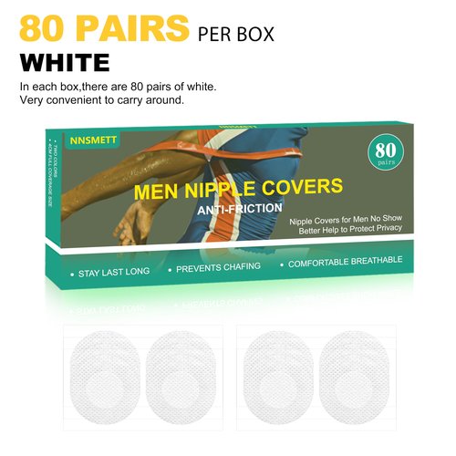 Nipple Covers Men,160Pcs (80 Pairs) Anti-Chafing Nipple Covers for Men, No-Show Mens Nipple Guard Tape for Running, Sports, and Daily Wear Ivory