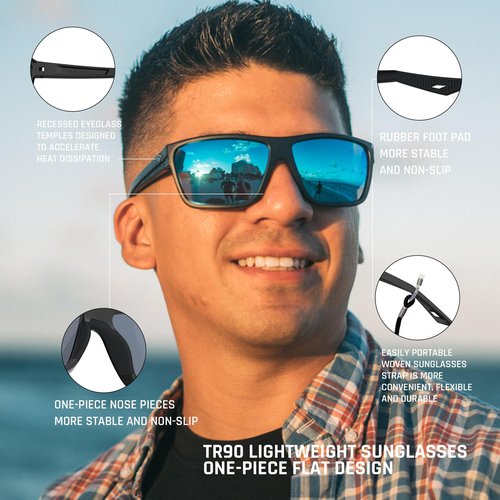 TOREGE Mens Women Sunglasses Polarized Sports UV Protection Wraparound Lightweight Sunglasses for Fishing Golf Driving Baseball NAUTILUS (C2)