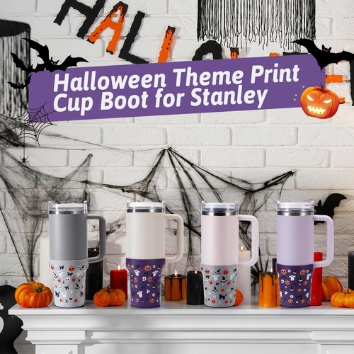 Thxbag Silicone Boot for Stanley Cup 30oz&20oz, Halloween Boot Sleeve Cover Fit with Stanley H2.0 and Quencher Adventure Tumbler Accessories (Cream, 30oz&20oz)