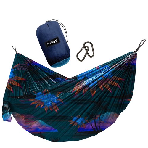 Hurley Duo Camping Hammock - 1 Person Portable Hammock for Camping, Heavy Duty Hammock with Parachute Nylon Fabric - Camping Accessories & Camping Gear for Outdoor Activities - Holds Up to 400lbs