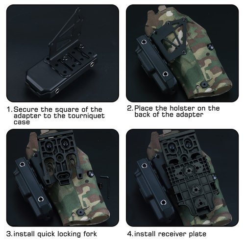 Guayma Tourniquet Holder Adapter with QLS Kit,Tactical Holster Adapter Police Airsoft Gear,BK