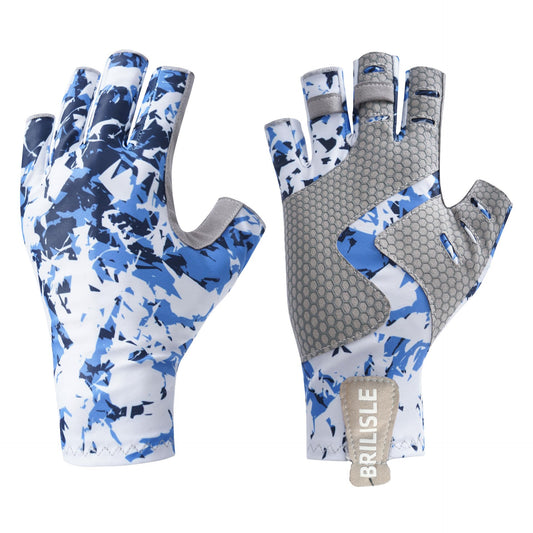 BRILISLE Fishing Gloves with Sun Protection, Uv Protection Silicone Anti-Slip Comfortable and Breathable, Kayaking Hiking Sailing Driving BuLXL