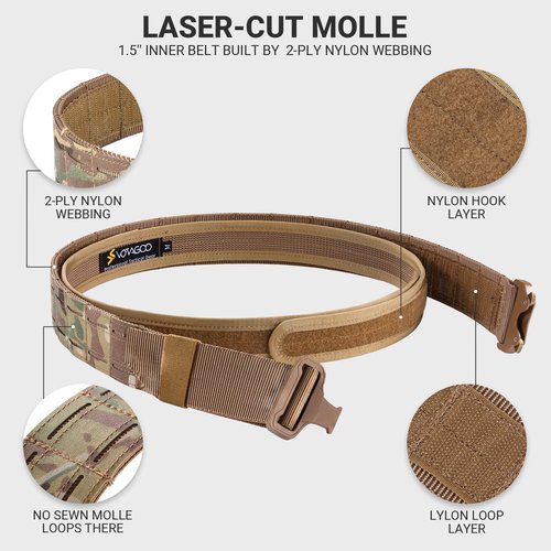 VOTAGOO Tactical Battle Belt with Quick Release Buckle MOLLE System, Heavy Duty Gun Holster Belt