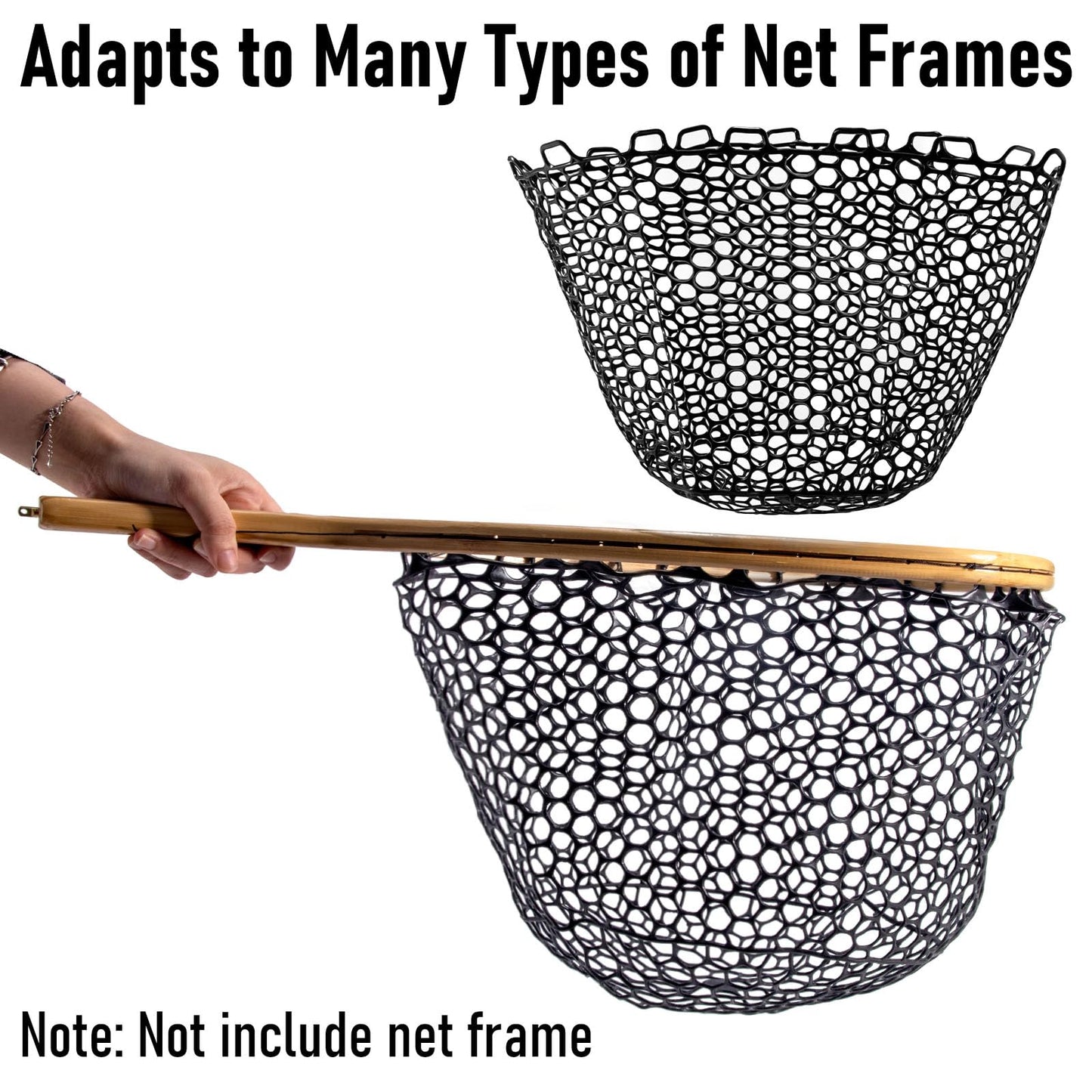 Alwonder Fishing Nets Silicone Replacement Netting, Clear Black Fly Fishing Net Landing Kayak Nets Without Handle for Freshwater Saltwater Foldable Soft Flexible Trout Net Silicone Mesh W3525