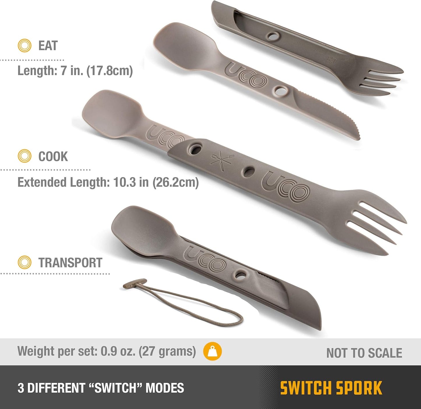 UCO Switch Spork 2-Piece Integrated Camping Utensil Set