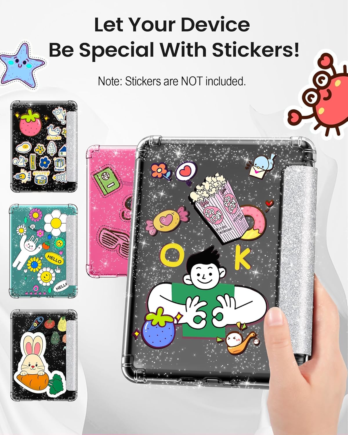 MoKo Case for All-New 7" Kindle Paperwhite 2024 12th Gen&Kindle Colorsoft Signature Edition 2024,Ultra Clear Soft Flexible Glitter TPU Back Cover Light Shell with Auto Wake/Sleep, Glitter Purple