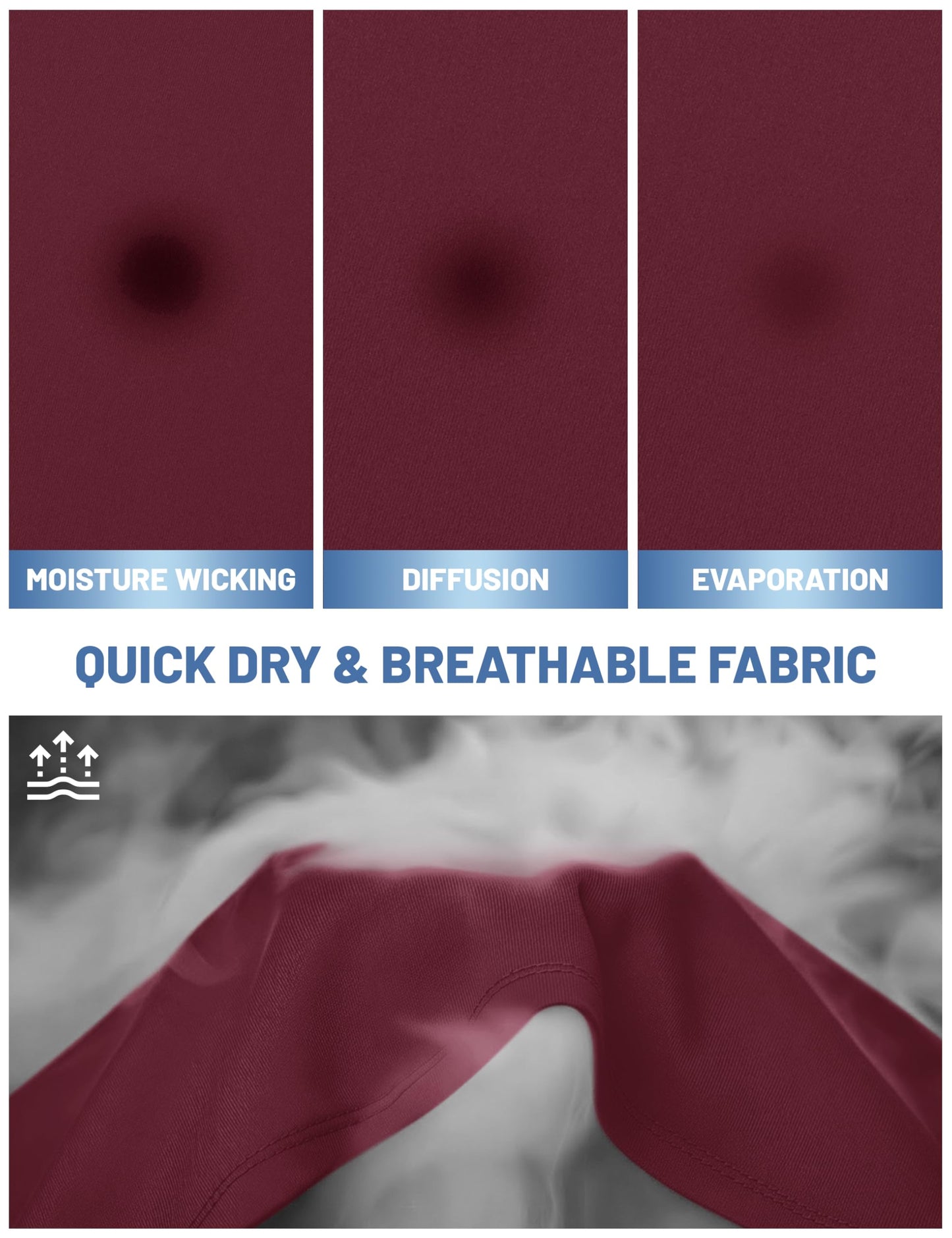 MAGCOMSEN Short Sleeve T Shirt Men UV Protection Moisture Wicking T Shirts Quick Dry Active Shirts Crew Neck T Shirts Wine