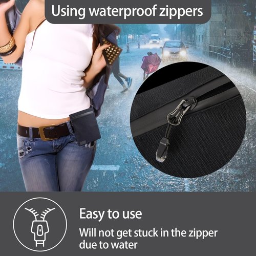 Belt Zipper Pouch,EDC Belt Pouches Bag for Men Women Compact EDC Pouch YKK Zippers,Heavy Duty Belt Wallet,Black Waist Pack for Hiking Traveling Outdoors, Waterproof Canvas Anti-Theft Pickpocket (M)