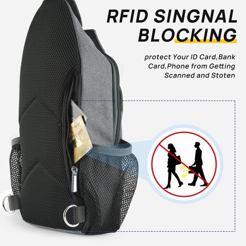 BROADREAM Sling Bag for Men Women Phone Crossbody Bag with Water Bottle Pocket Portable Hiking Daypacks Multifunctional Travel Bag