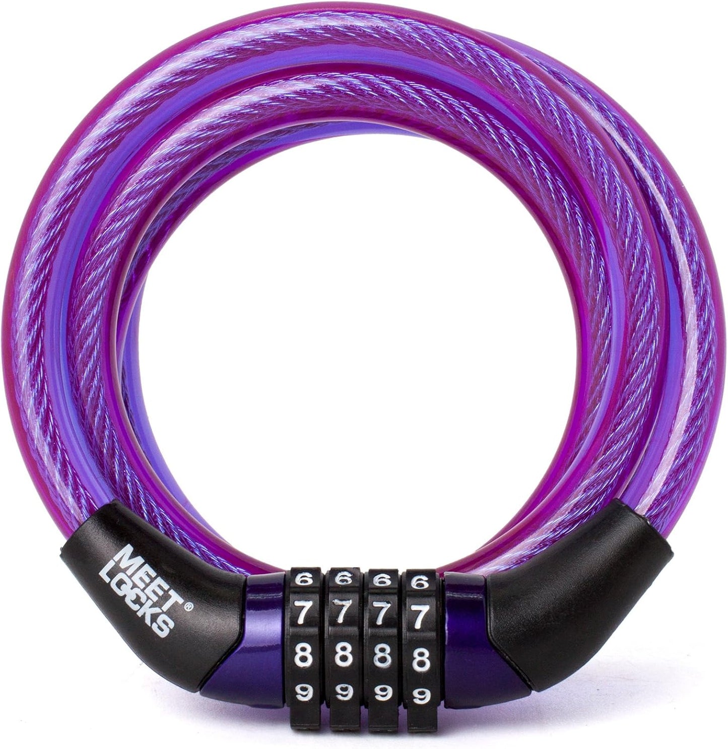 Combination Bike Cable Lock, Lightweight Mini Bike Lock for Kids Bike,Cable Size 1/3" x 4', Purple Security Resettable Cable Lock
