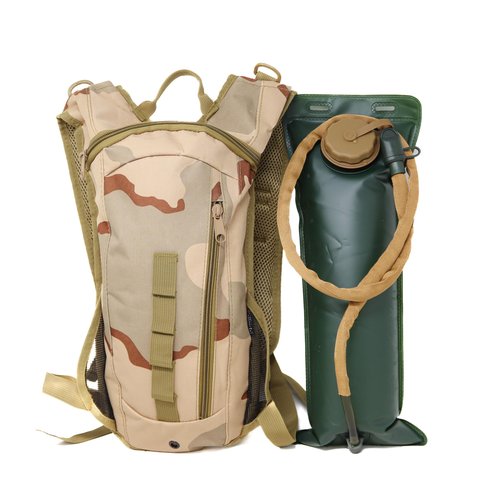 M MCGUIRE GEAR Hydration Backpack, Multi-Pocket Hiking Backpack with Hydration Bladder, Water-Resistant Nylon Water Bladder for Running, Cycling, and Biking, 3L/100 oz. (3 Color Desert)
