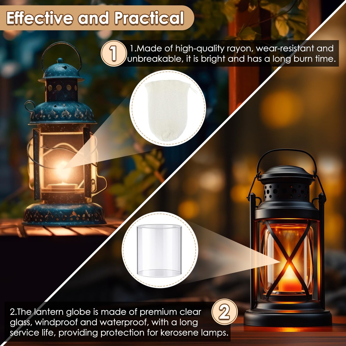Ceoighe 11 Pcs Propane Lantern Mantles with Glass Replacement Globe, Standard Lantern Replacement Parts U Shape & Mantles, Camp Lamp Mantle Compatible with Coleman Fuel Lamp for Outdoor Camping