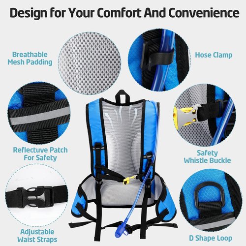 Cunno 2 Pieces Insulated Hydration Backpack Water Backpack Hiking Backpack with 2L Water Bladder Cycling Water Pack for Men Women Running Hiking Cycling Camping Climbing, 2 Colors