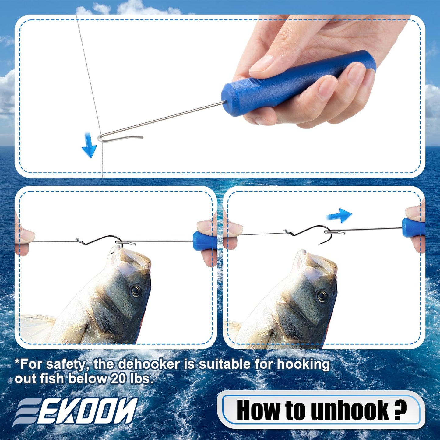 Feekoon Fish Venting Tool, Venting Kit for Deep Sea Fish with Hook Remover and Stainless Steel Needle, Fishing Tackle for Saltwater Fishing Release and Return(5 Pcs)