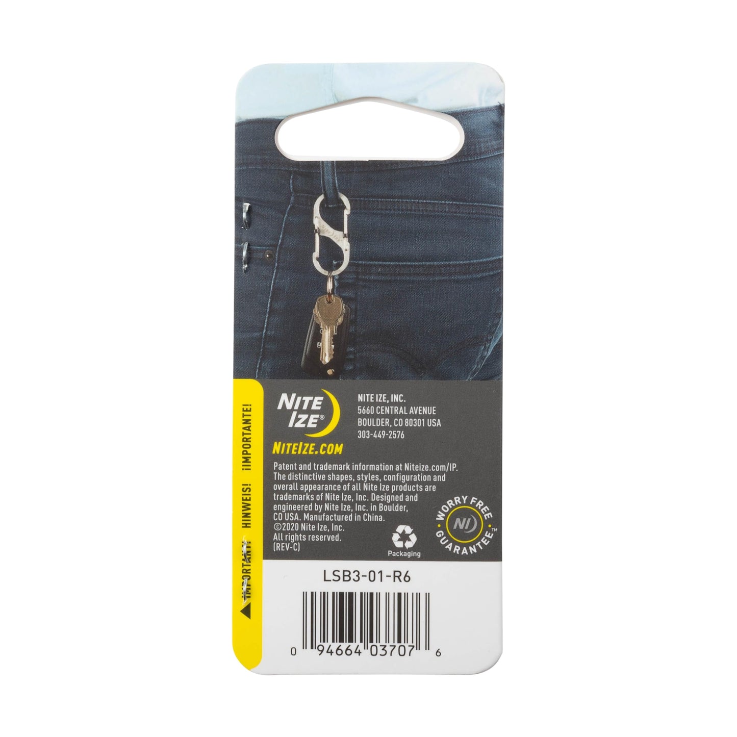Nite Ize S-Biner Slidelock Stainless Steel - Double-Gated Design - Carabiner Clip with Locking Gates - Dual Carabiner Holder for Keys, Water Bottles & Gear - Size 3, Black, 4 Count (4 Pack)