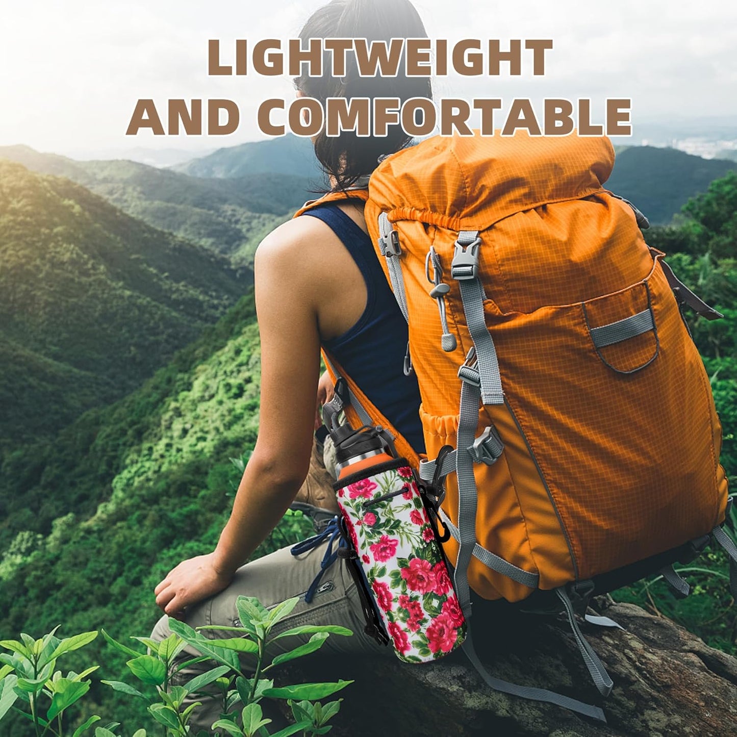 Water Bottle Carrier,Insulated Neoprene Water Gym Travel bottle Holder Bag Protector Sleeve Case Pouch Cover 0.6L or 0.75L, Great for Stainless Steel and Plastic Bottles (BLUE STAR)