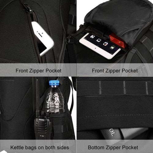 15L Tactical Motorcycle Backpack - Outdoor Camping & Trekking Rucksack with Patch