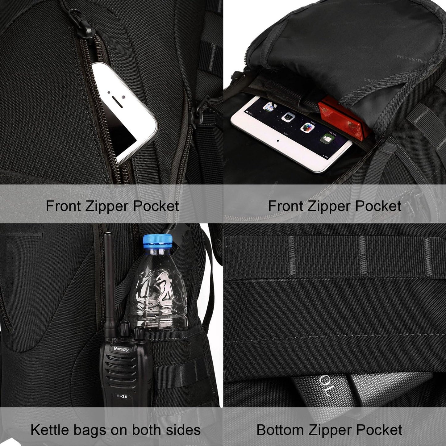 ArcEnCiel 15L Motorcycle Backpack Tactical Bag Rucksacks for Outdoor Camping Trekking with Patch(Black Camo)