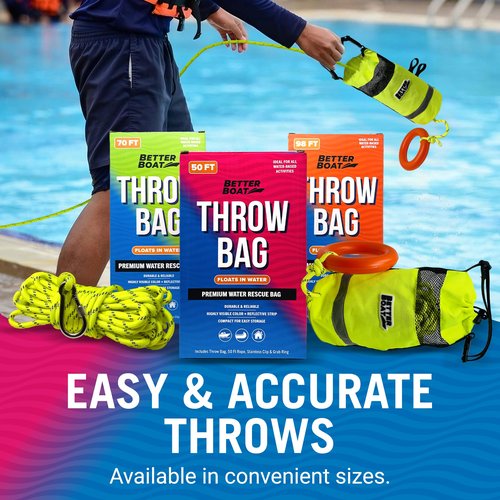 Water Throw Bag for Rescue, 50 FT Rope, Water Rescue Equipment with Line Bag, Ideal for Kayak, Larger Boats, and Emergency Use