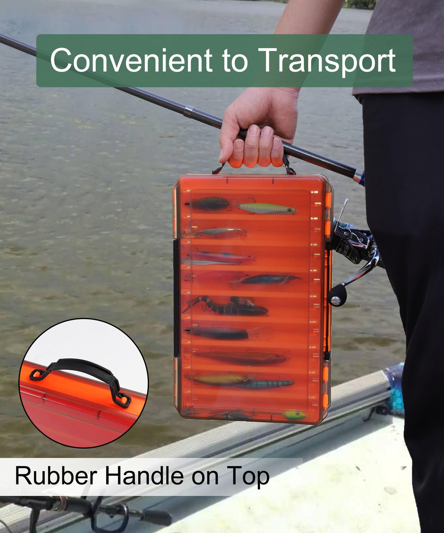 Uxwuy Fishing Lure Box Double Sided Tackle Box 18 Compartment Lure Box 3700 Tackle Tray Crankbait Storage Spinner Bait Tackle Box Large Bait Box
