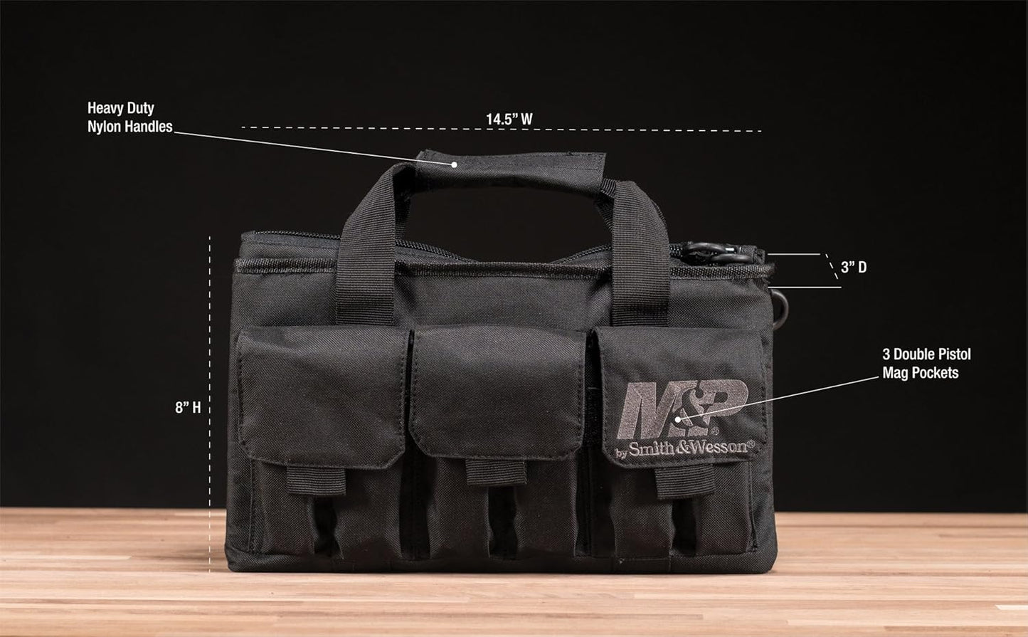 Smith & Wesson M&P Pro Tac Padded Handgun Case with Ballistic Fabric Construction and External Pockets for Shooting, Range, Storage and Transport