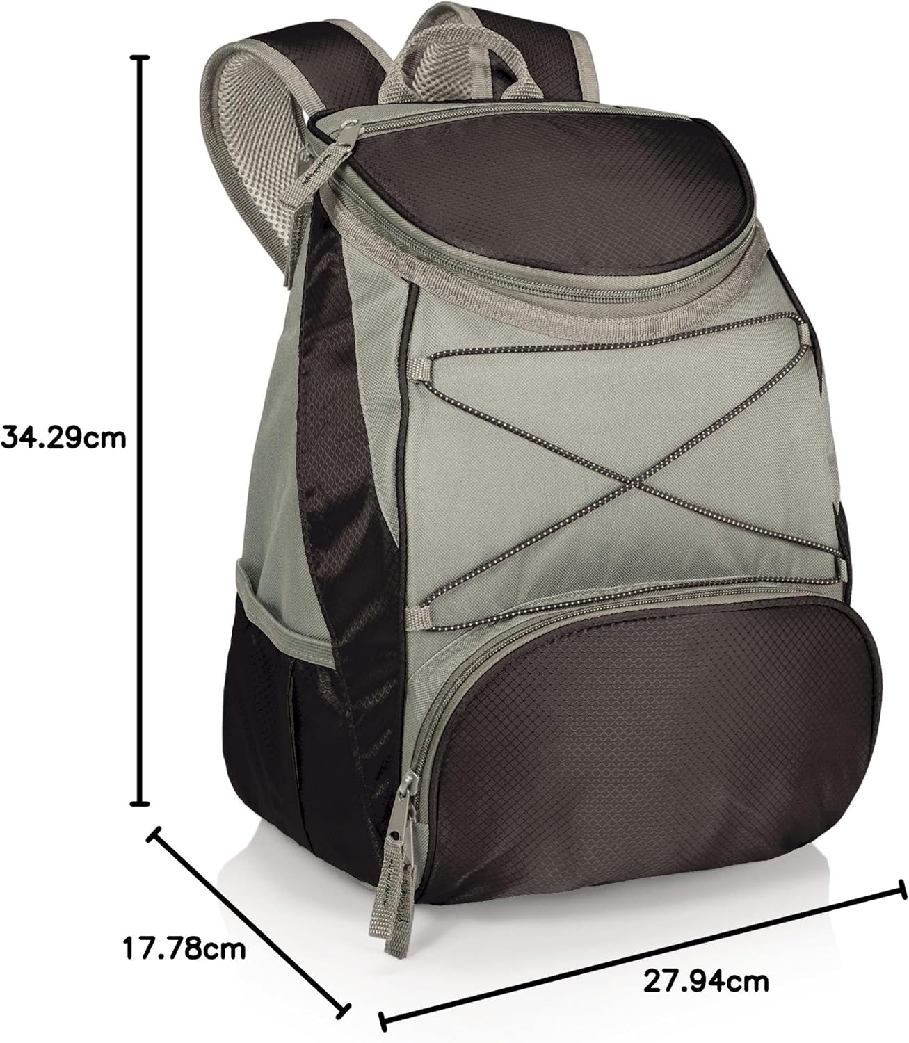 ONIVA - a Picnic Time brand PTX Backpack Cooler, Soft Cooler Backpack, Insulated Lunch Bag, (Black with Gray Accents)