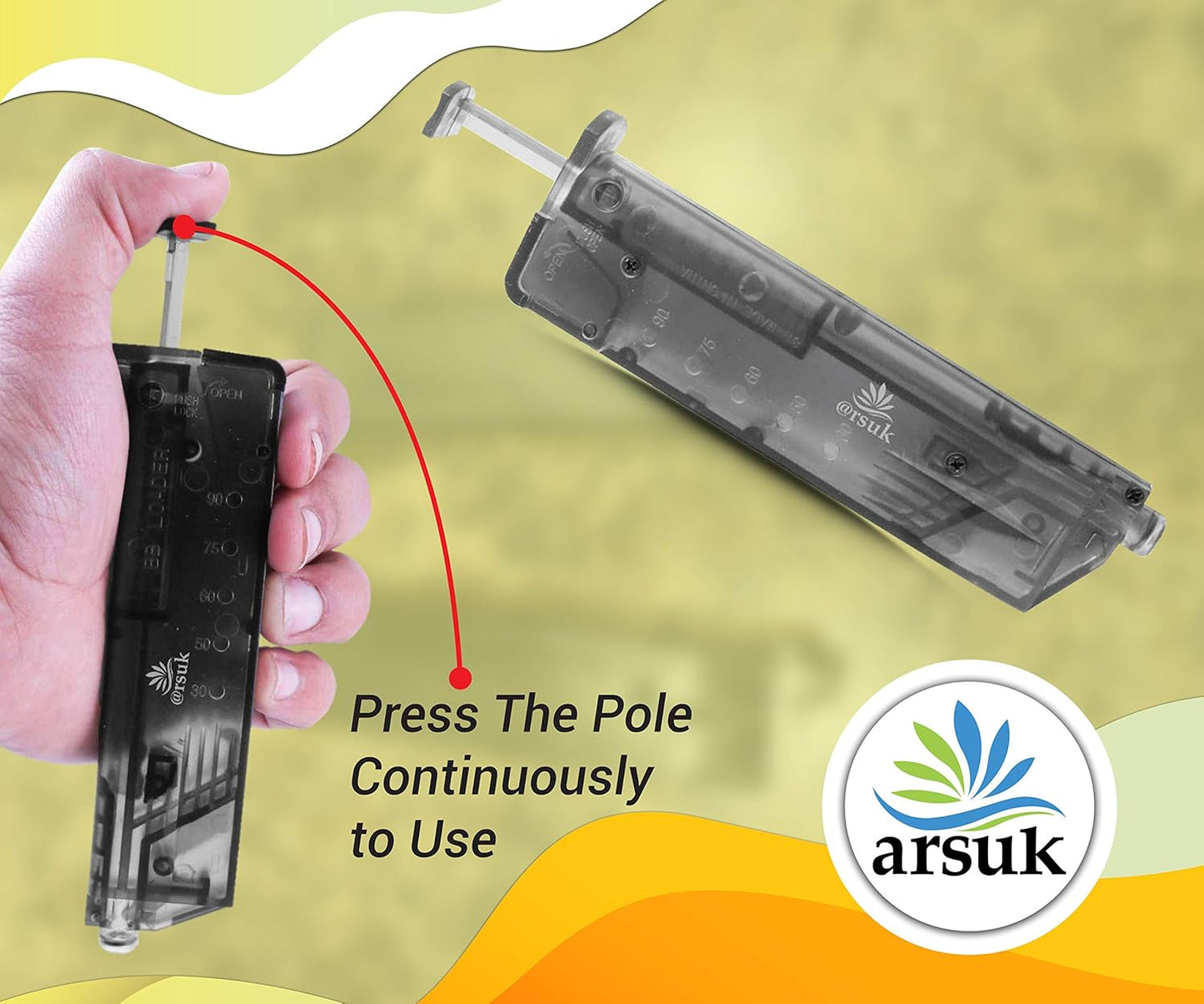 ARSUK Airsoft Fast BB Loader with Adapter – Quick BB Reloading Tool for 90 6mm BB Pellets, Paintball & Airsoft Magazines Speed Loader – Fast & Easy Airsoft Tactical Accessory
