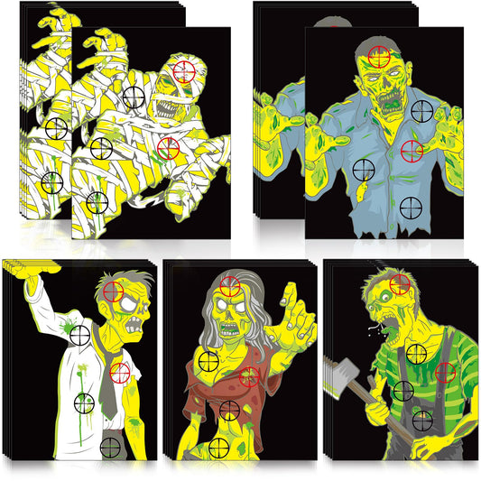 Ireer 25 Pcs Zombie Paper Practice Targets 12 x 18 Inch Zombie Outdoor Practice Targets Gift Indoor, 5 Style