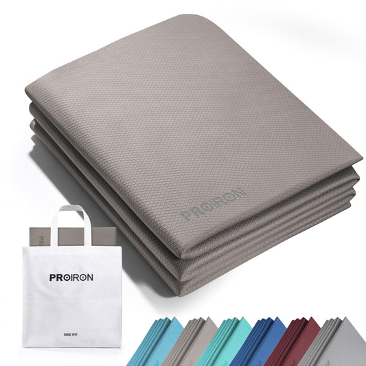 PROIRON Foldable 72"x24"x0.24"(6mm) TPE Travel Yoga Mat, Folding Mat Thick for Home Workout & Travel, Non Slip Yoga Mats with Carry Bag, Packable Pilates Mat for Home Gym, Pilates, Fitness, Stretching-Brown